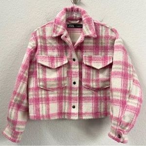 Zara Pink Plaid Jacket Size M